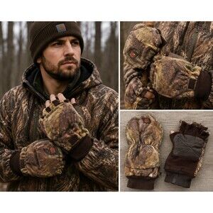 Camo Hunting Flip-Top Mitten Gloves Insulated Convertible Fingerless Winter...